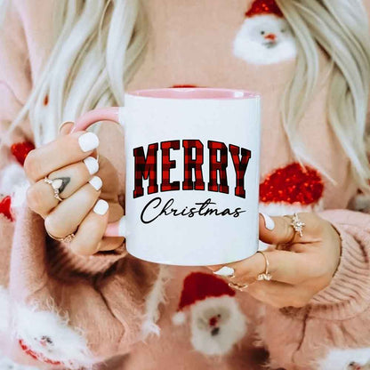 Merry Christmas Matching Coffee Mug - Buffalo Plaid Cup