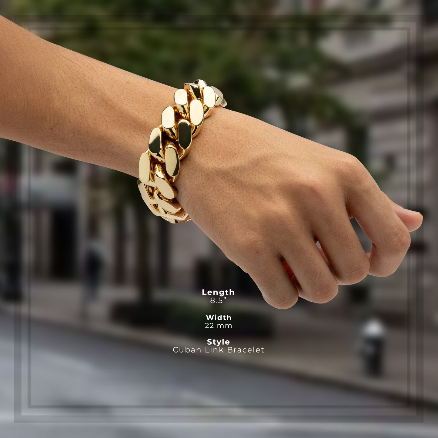 Miami Cuban Link Chain Bracelet 14K Gold Premium Plated 10-24mm Men Jewelry 8.5 inch
