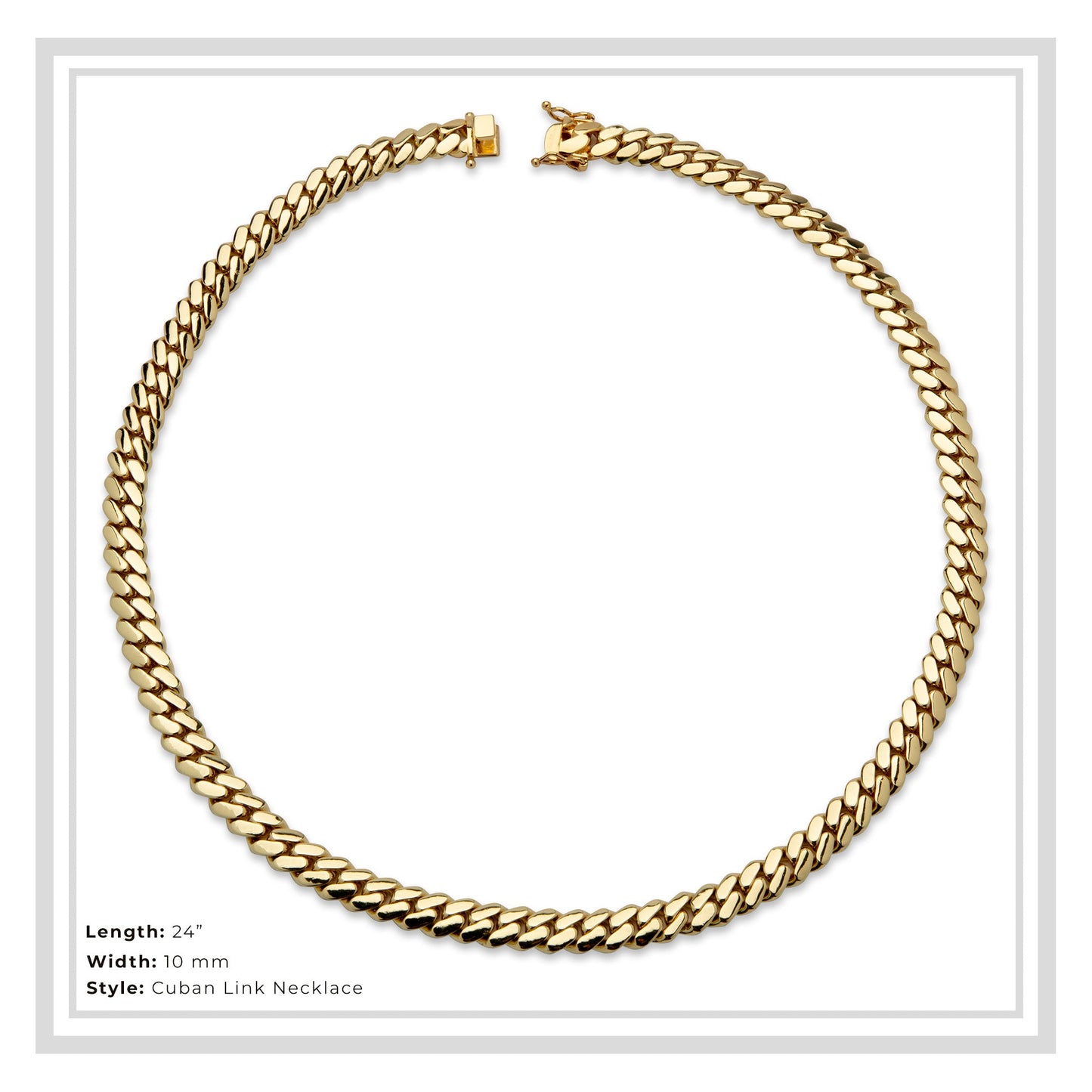 Miami Cuban Link Chain Necklace 14K Gold Premium Plated 10-24 mm Men Jewelry 24 inch