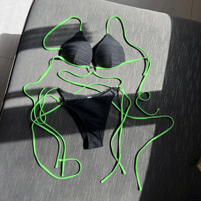 2022 Sexy Heart-Shaped Drawstring Bikini Swimsuit