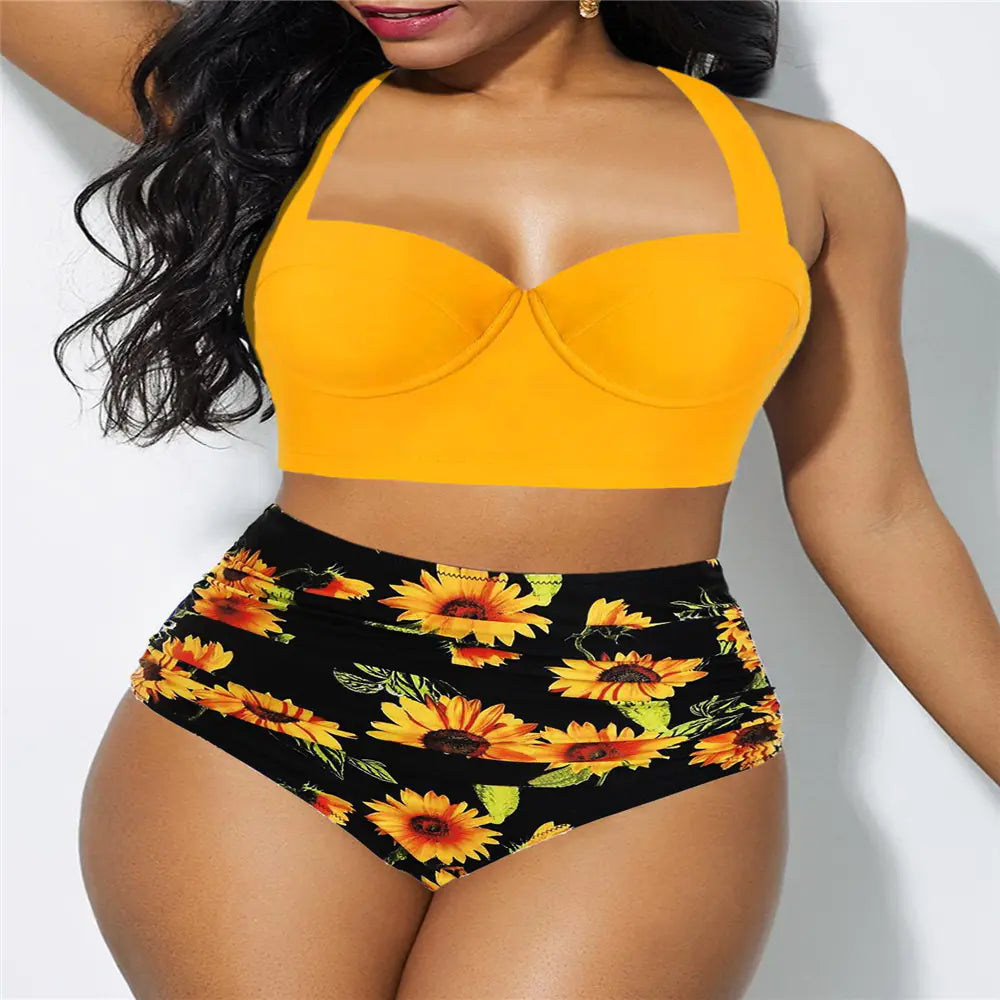 2020 Women's Plus Size High Waist Sexy Bikini Swimsuit