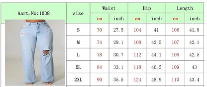 Women's Ripped Straight Boyfriend Denim Wide-Leg Jeans
