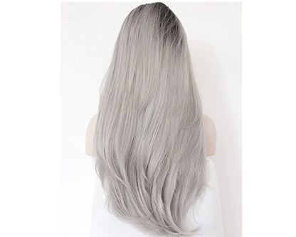Lace Wig with Gray Hand-Crochet Design