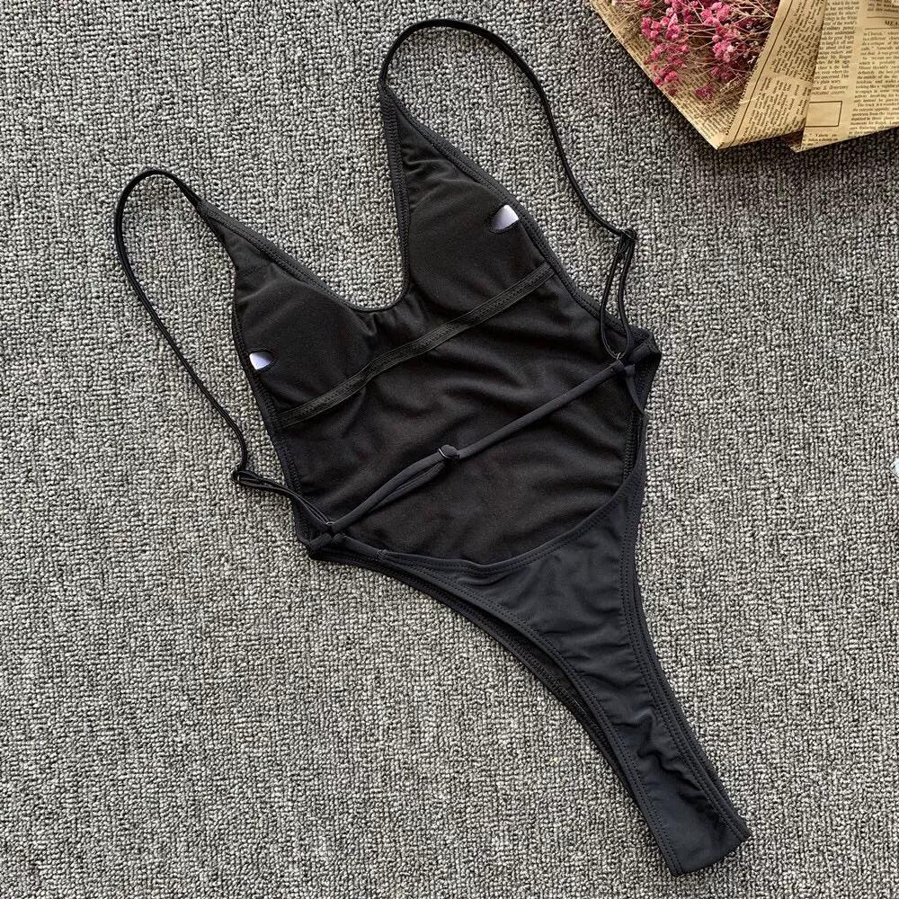 Fluorescent One-Piece Thong Swimsuit
