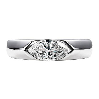 S925 18k Marquise Moissanite Wedding Engagement Ring, 5*10mm 1ct VVS D-Gragde Certified, 18K White Gold & Rhodium Plated Vintage-Inspired Luxury Solitaire for Her Him