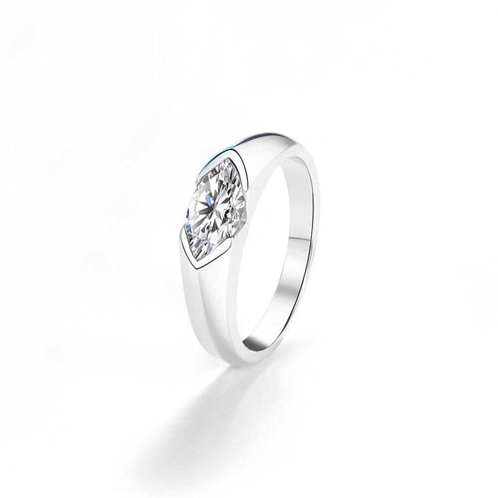 S925 18k Marquise Moissanite Wedding Engagement Ring, 5*10mm 1ct VVS D-Gragde Certified, 18K White Gold & Rhodium Plated Vintage-Inspired Luxury Solitaire for Her Him
