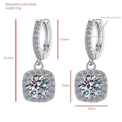 S925 Colorful Moissanite Halo Earrings with Pavé-Set Halo & Hoop, VVS1 Certified, 12 Vibrant Colors , Sterling Silver