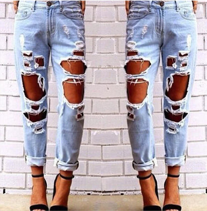 Ripped Straight Leg Loose Fit Denim Jeans
