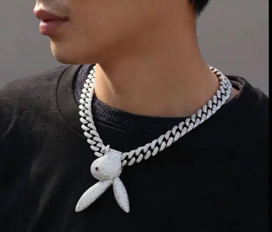 Universal Play Boy Bunny Pendant Miami Cuban Chain