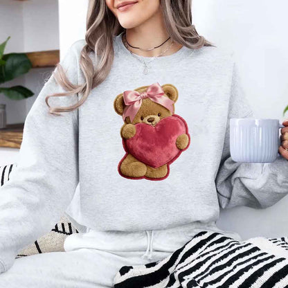 Plush Teddy Valentine Sweatshirt – Furry Look 3D Print Sweater