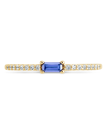 Sterling Silver Thin Tanzanite CZ Stacking Birthstone Ring