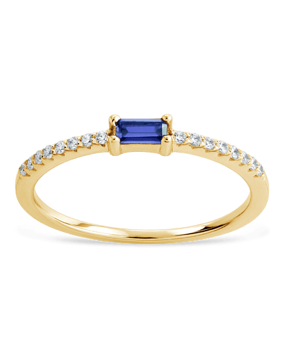 Sterling Silver Thin Tanzanite CZ Stacking Birthstone Ring