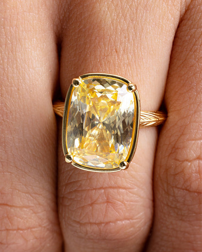 Sterling Silver Elongated Cushion Light Yellow CZ Cocktail Ring