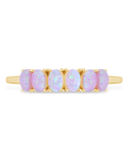 Sterling Silver Pink Opal Cluster Ring