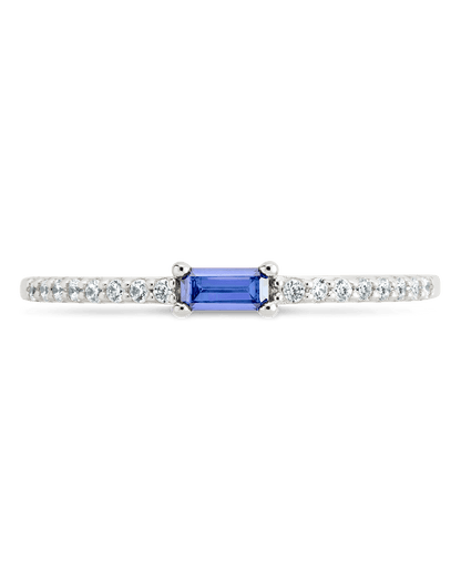 Sterling Silver Thin Tanzanite CZ Stacking Birthstone Ring