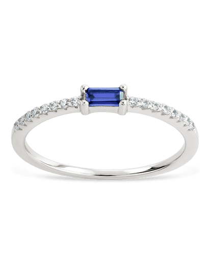 Sterling Silver Thin Tanzanite CZ Stacking Birthstone Ring