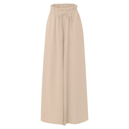 Women's Pants Solid Color Elastic High Waist Wide Leg Trousers