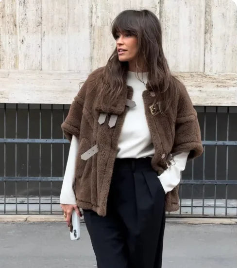 Brown Fluffy Autumn Jacket