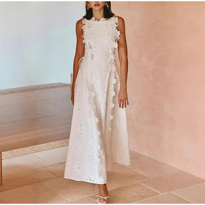 Maria Embroidered Summer Maxi Dress