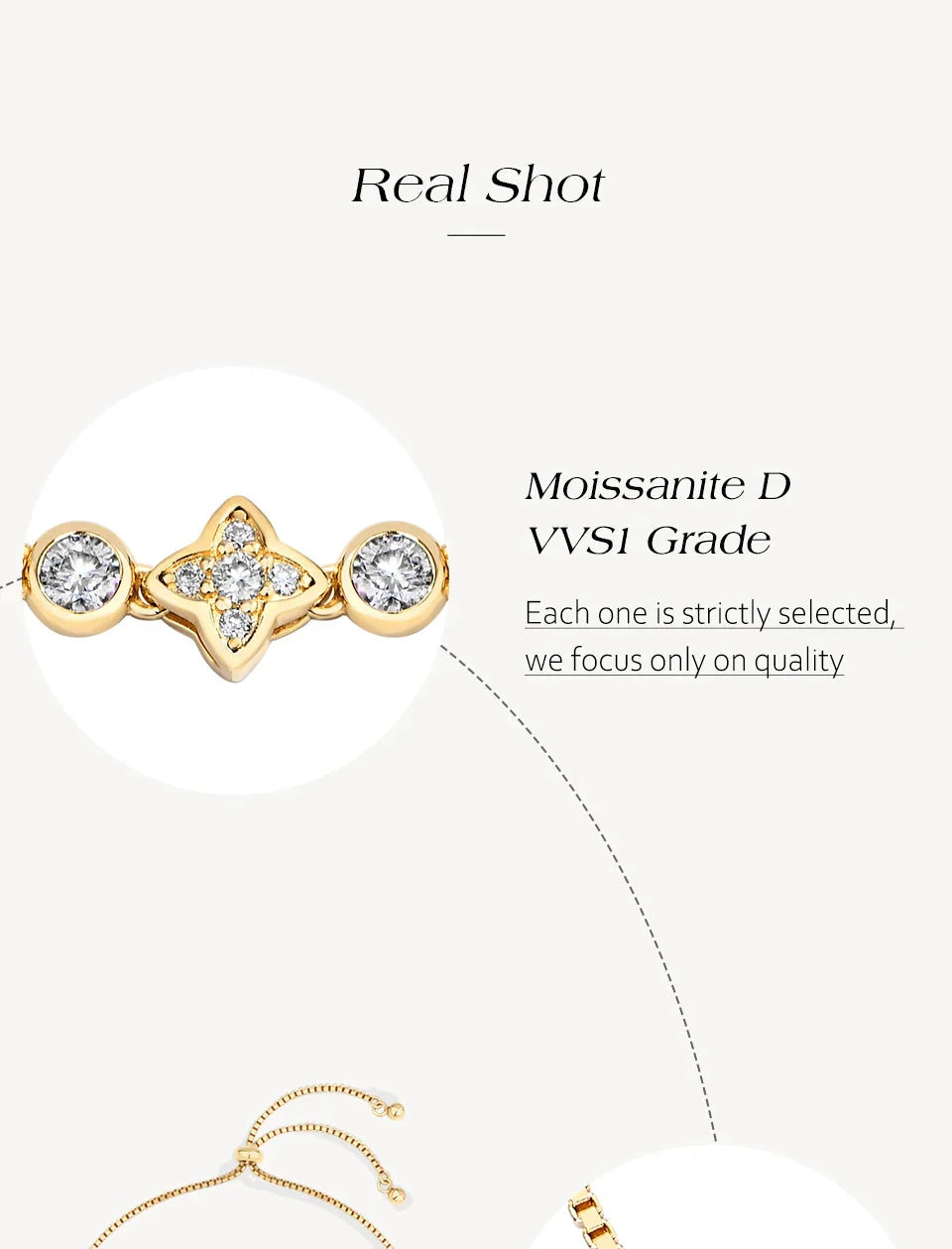 LUX FINE JEWELRY | Starlight D Color VVS1 Moissanite S925 SS Bracelet - Adjustable 24cm