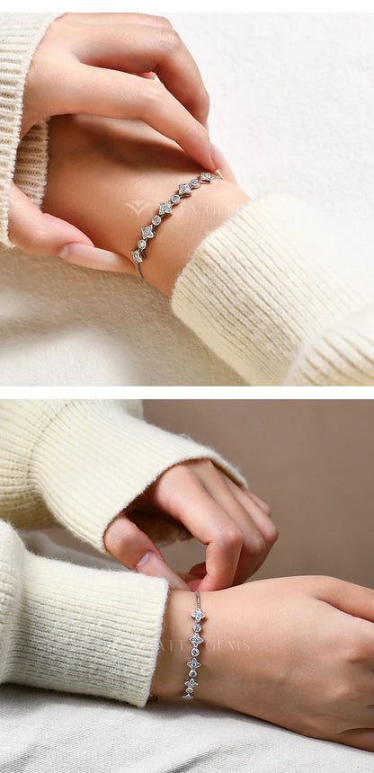LUX FINE JEWELRY | Starlight D Color VVS1 Moissanite S925 SS Bracelet - Adjustable 24cm