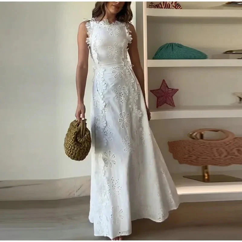 Maria Embroidered Summer Maxi Dress