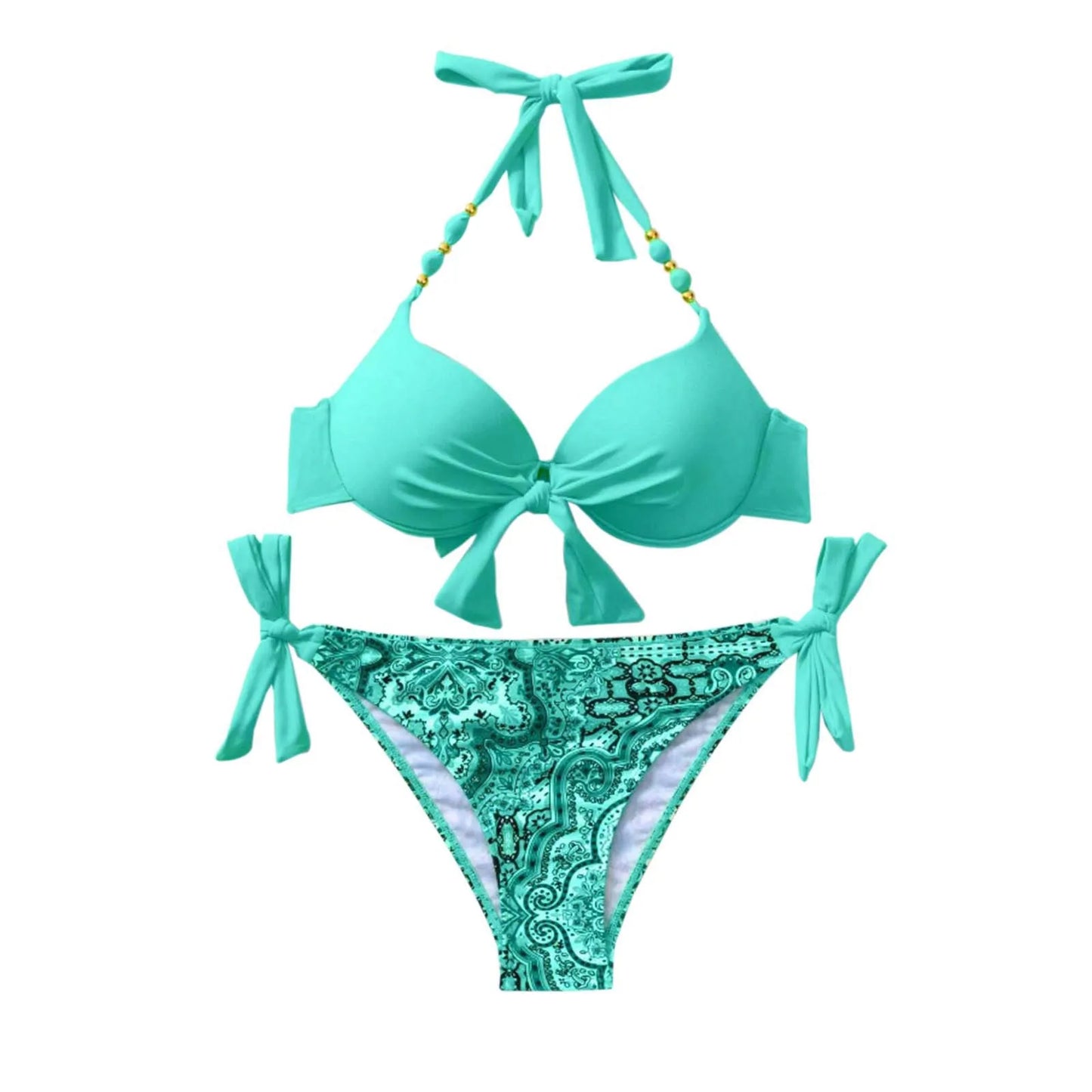 Strap Split Bikini Set - Two-Piece Swimsuit