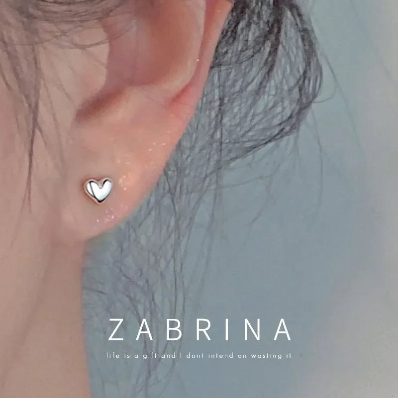 925 Sterling Silver Heart Stud Earrings