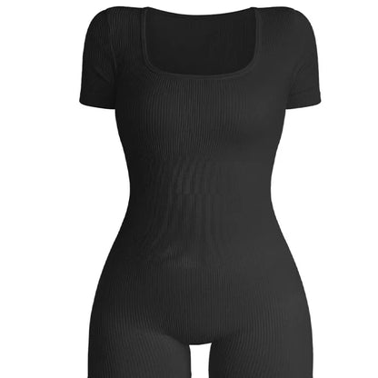 Square Neck One-Piece Ribbed Bodysuit