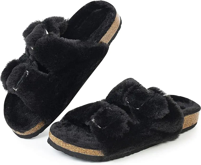 Adjustable Winter Fluffy Slides