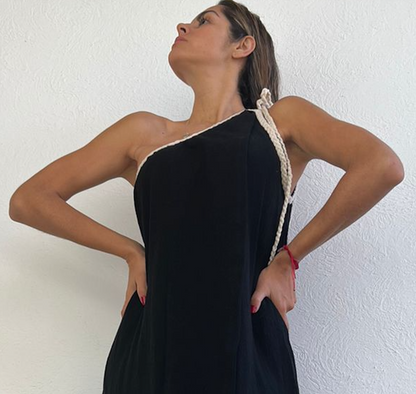 Handmade Boho One-Shoulder Maxi Beach Dress "GRECIA", by ALLE BOHO