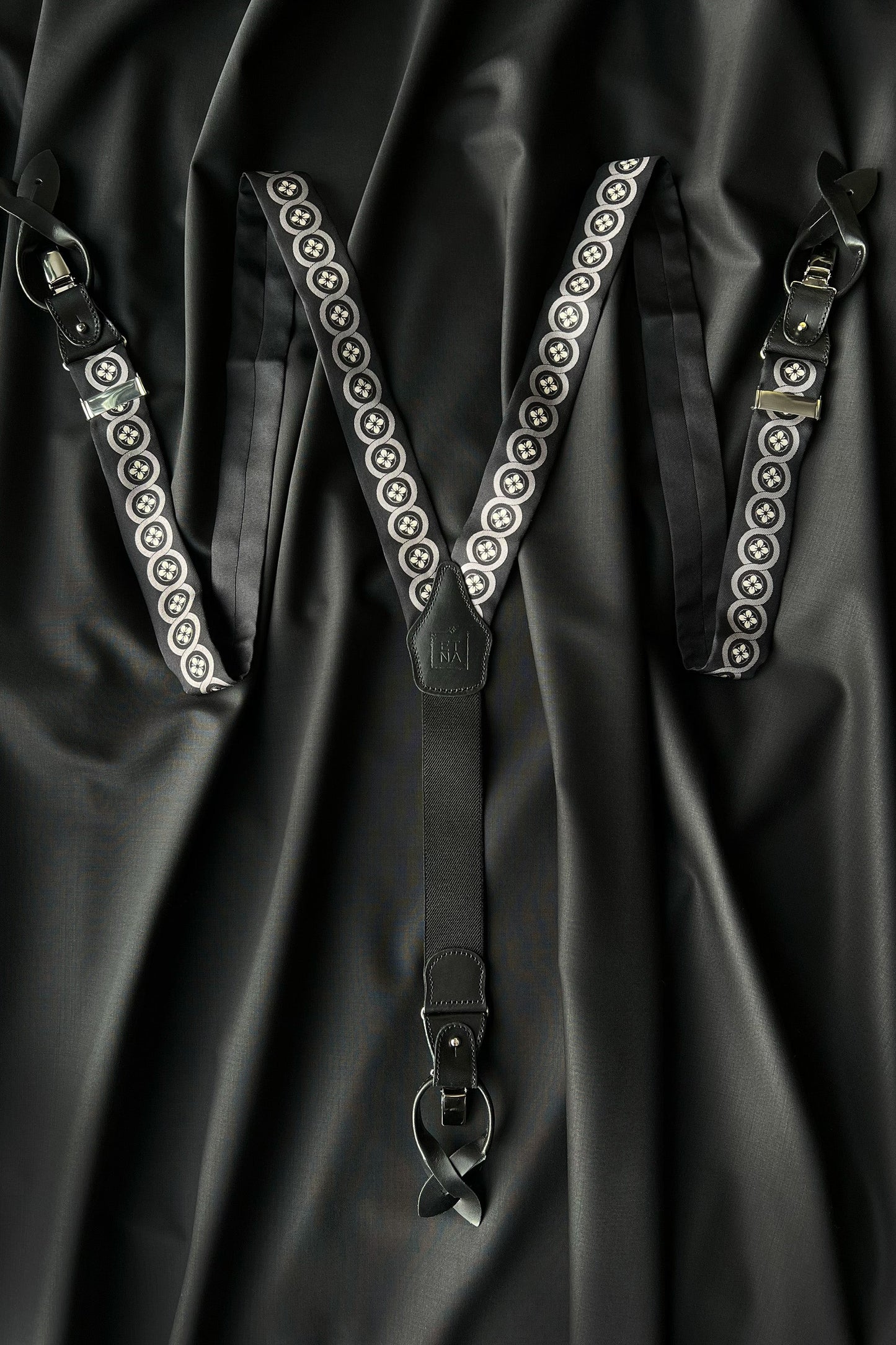 Sicily Chalk White Floral Patterned Silk Suspenders