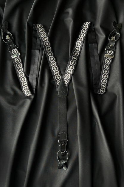 Sicily Chalk White Floral Patterned Silk Suspenders