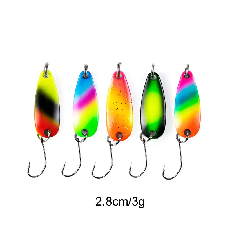 5-10 Pieces Colorful Single Hook Fishing Spoons