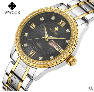 Universal WWOOR Diamond Women's Fashion Dress Gold Quartz Watch