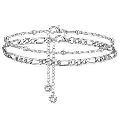Universal Silver Stainless Steel Anklet Set