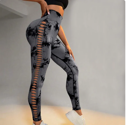 Tie-Dye High-Waist Mesh Yoga Leggings
