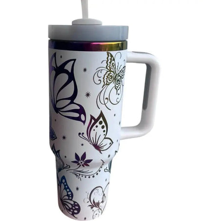 Butterfly Tumbler: Laser-Engraved 40oz Insulated Stainless Steel