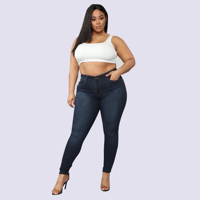 High Waist Skinny Denim Jeans - Casual Stretch Pants