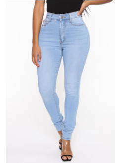 Light Blue High Waist Stretch Denim Skinny Jeans for Women