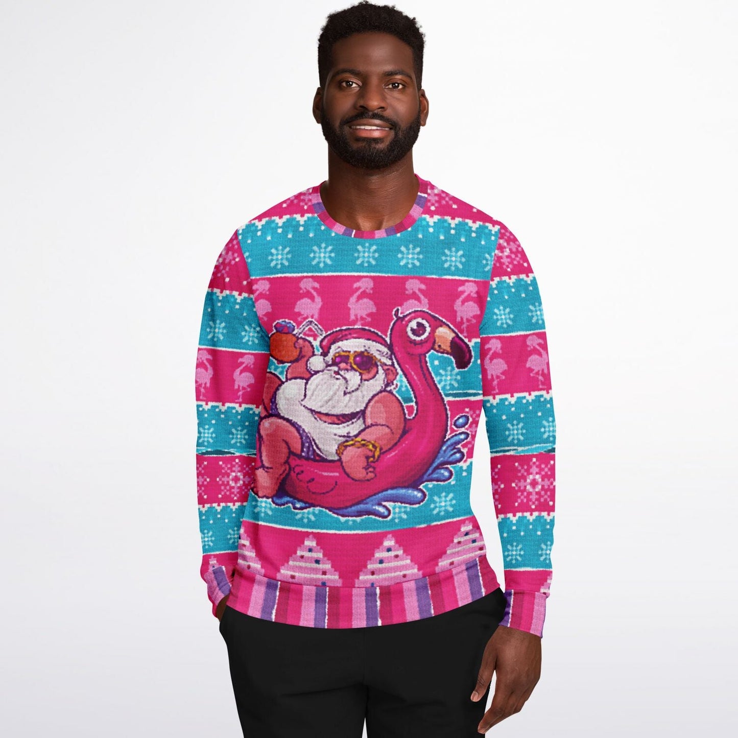 Relaxin' Santa Flamingo Ugly Christmas Sweatshirt