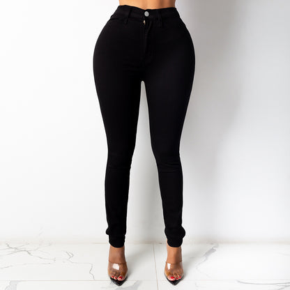 Women's Black High Waist Skinny Jeans with Pockets