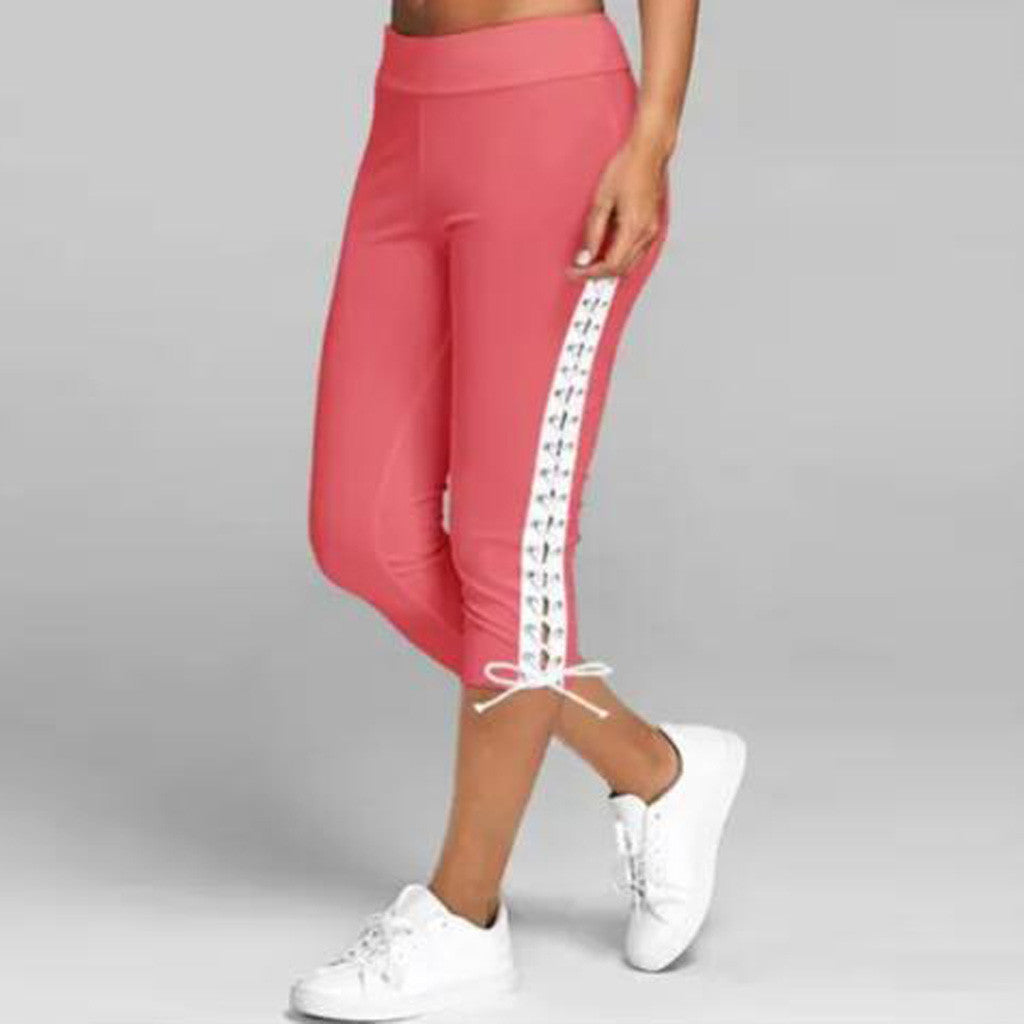 Slim-Fit Multicolor Track Pants with Eyelet Straps