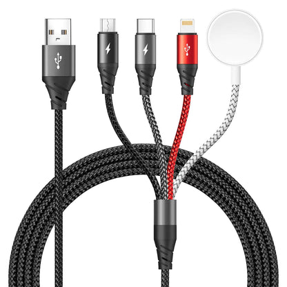 Upgraded Multi Charging Cable for Apple Watch Charger 4 in 1 Fast iPhone Watch Charger USB C Charging Cable Magnetic Wireless iWatch Charger for iWatch Series UItra/SE/9-1/iPhone 15 14 13/Galaxy-4FT
