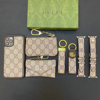 Fashion Gift Set (iPhone Case+Keychain+Coin Purse+Card Holder+Watch Strap)