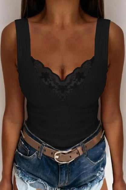 Full Size Lace Detail V-Neck Tank Top Plus Size