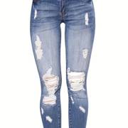 High Rise Ripped Cropped Skinny Jeans for Women