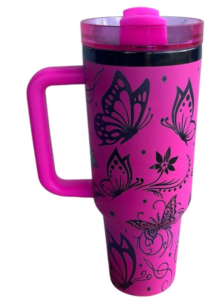 Butterfly Tumbler: Laser-Engraved 40oz Insulated Stainless Steel