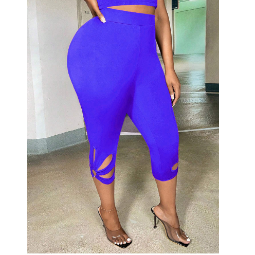 Plus Size High Rise Cut Out Capri Leggings for Women