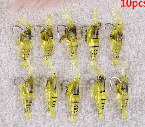 10Pcs Soft Prawn Lure Bait for Bass Fishing Tackle